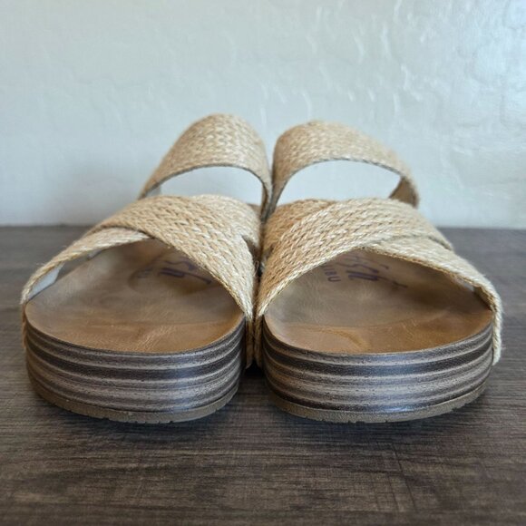 Blowfish Miri Platform Slide Sandals Natural Jute Woven Straps Women's 9 Beachy - Picture 2 of 10